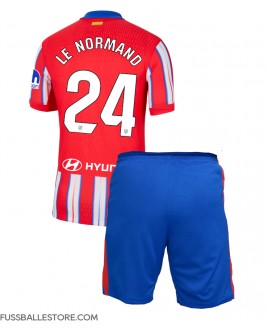 Günstige Atletico Madrid Robin Le Normand #24 Heimtrikotsatz Kinder 2024-25 Kurzarm (+ Kurze Hosen)